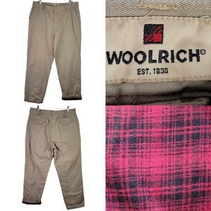 Woolrich Fleece Lined Outdoor Hiking Winter Pants Mens 36x31 Tan Cabin Lodge